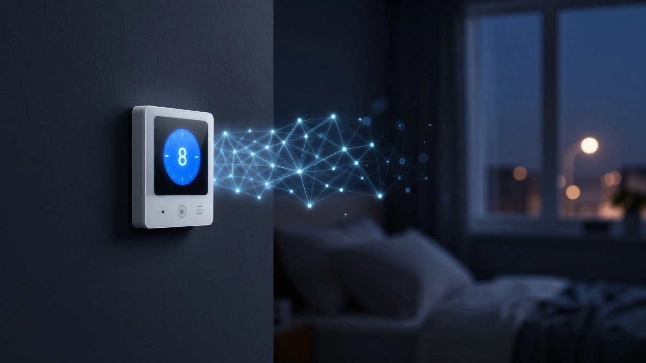 An intelligent bedroom that adapts to sleep patterns using sensors and AI, with no human present.