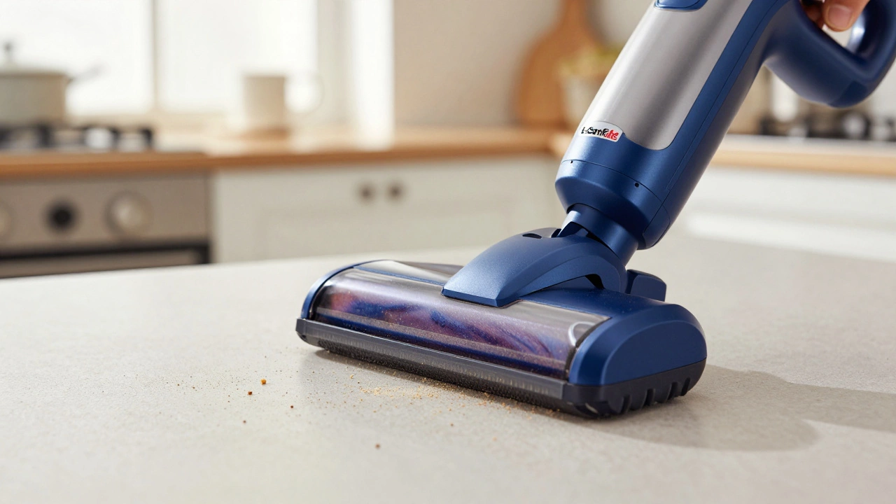 Shark Azure Elite handheld vacuum cleaning kitchen counter