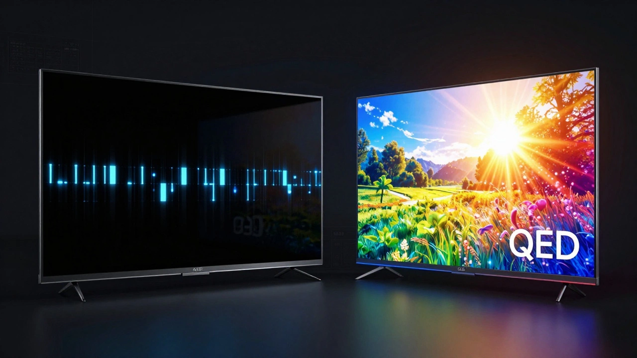 Side-by-side comparison of OLED black levels and QLED brightness