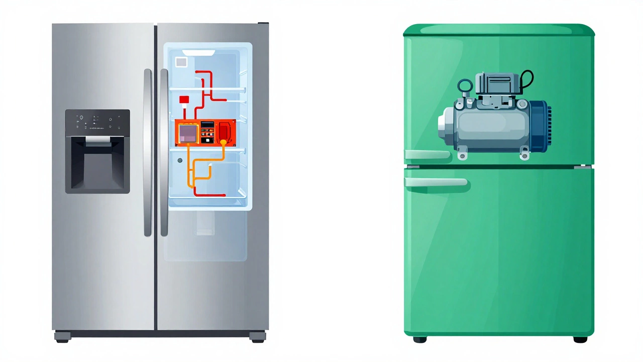Comparison of complex vs simple refrigerator internal mechanics