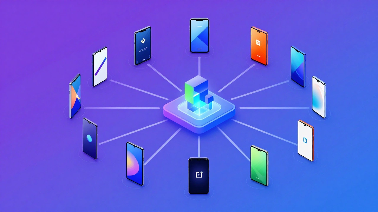 Illustration of Android updates branching to different phone brands