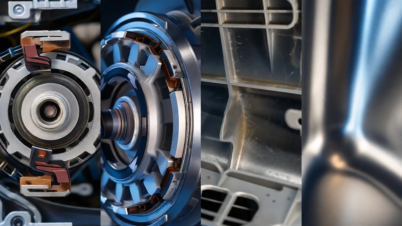 Comparison of induction vs standard motors and steel vs plastic tubs