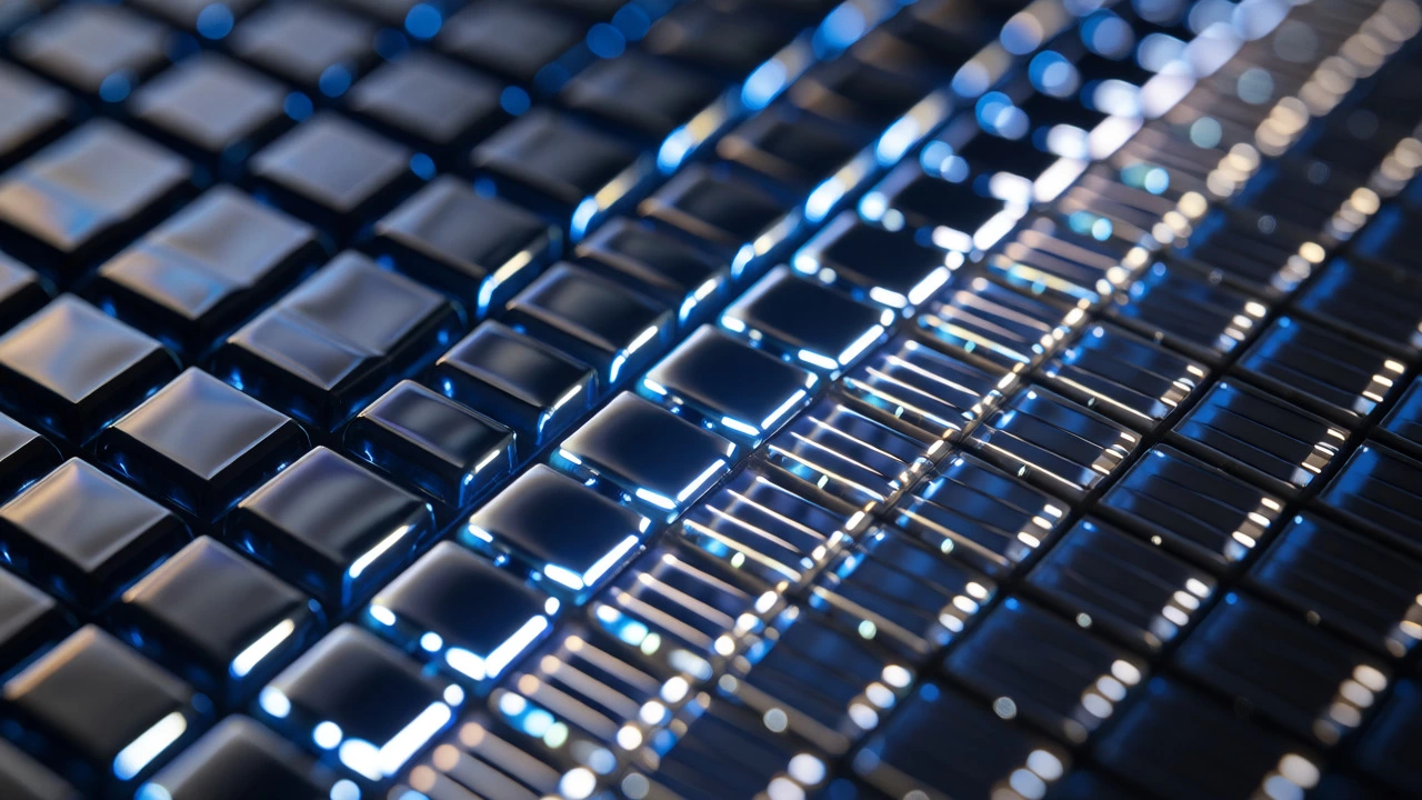 Macro view of TV pixels blending during upscaling process