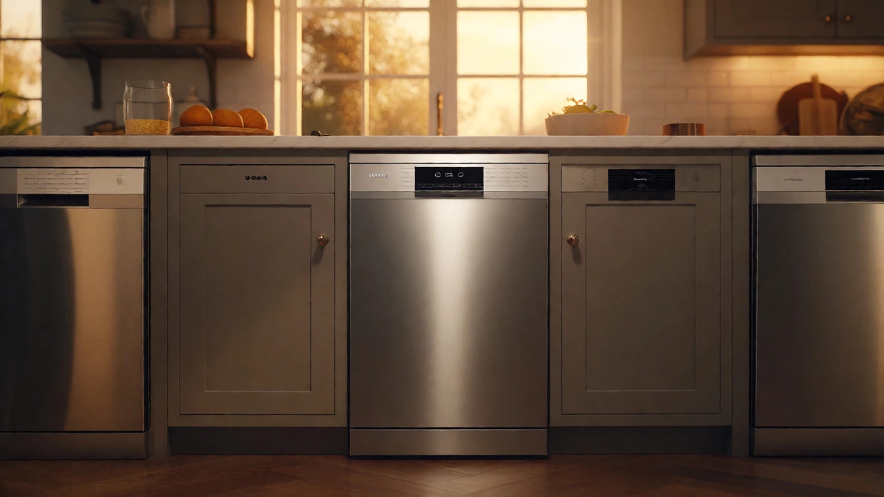 Premium stainless steel dishwashers installed in a sunny modern kitchen