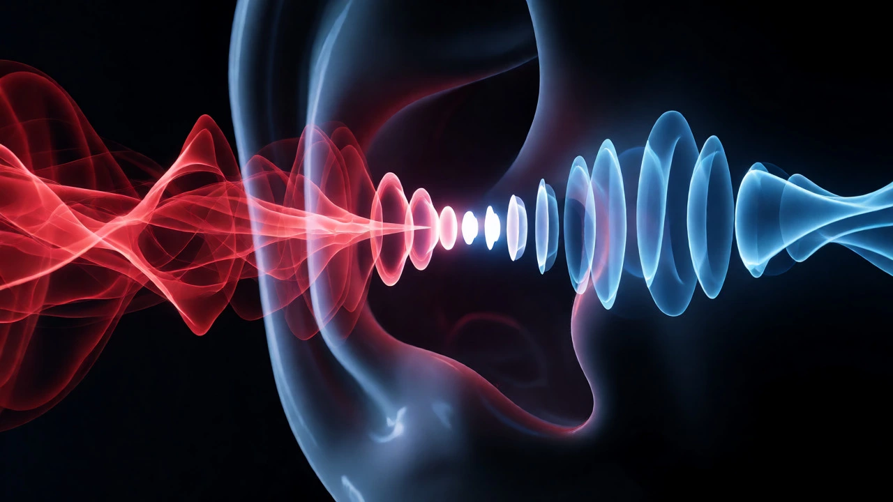 Abstract visualization of sound waves canceling each other out